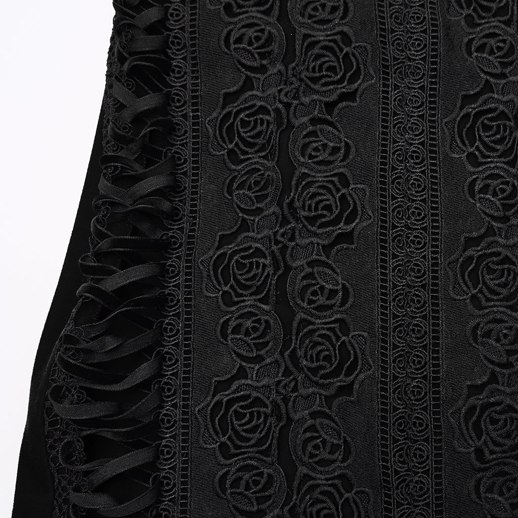 Punk Rave Belladonna Goth Rose Fishtail Skirt – Lace High Waist