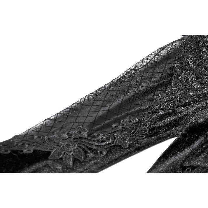 Dark in Love Gothic Velvet Mesh Patchwork Leggings – Slim Fit Trousers