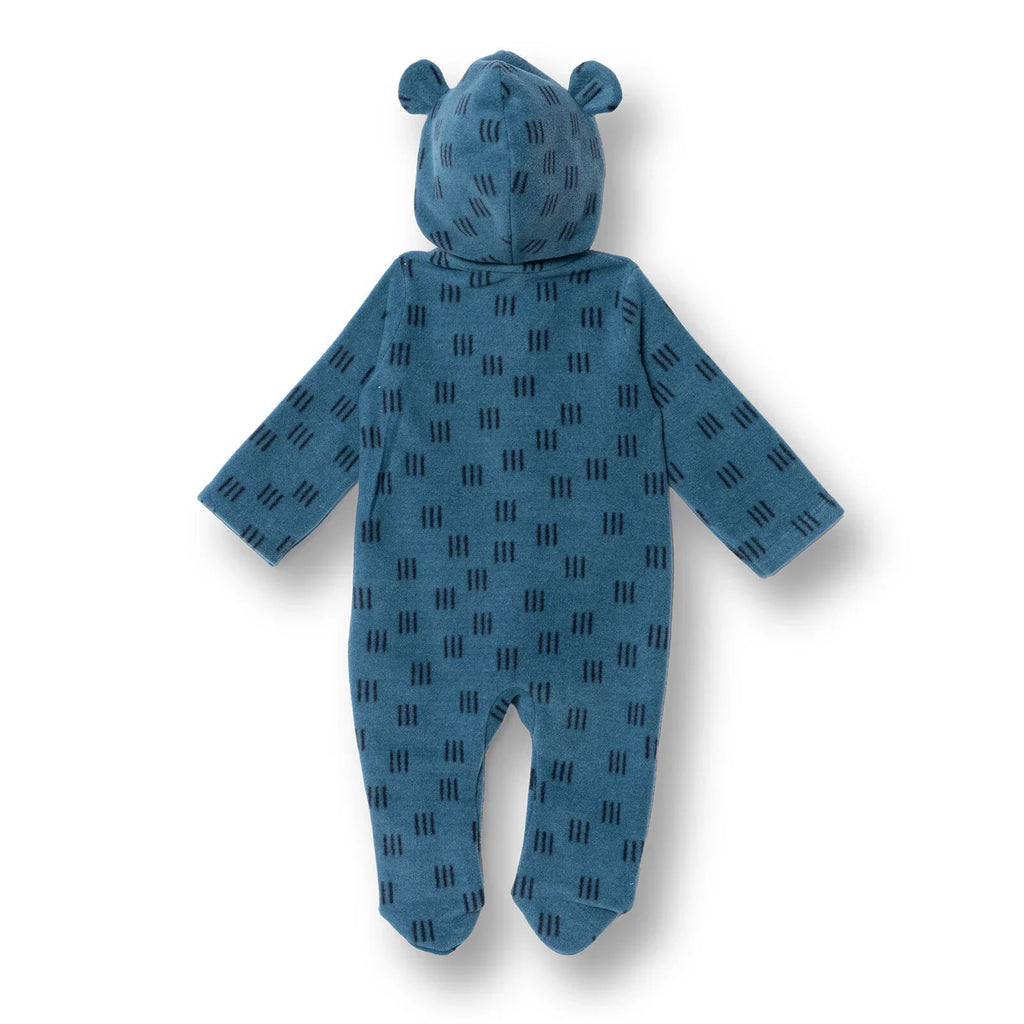 Baby Boy Fleece Footed Sleepsuit Animal Print Zip Fastening Hooded - Petrol Printed