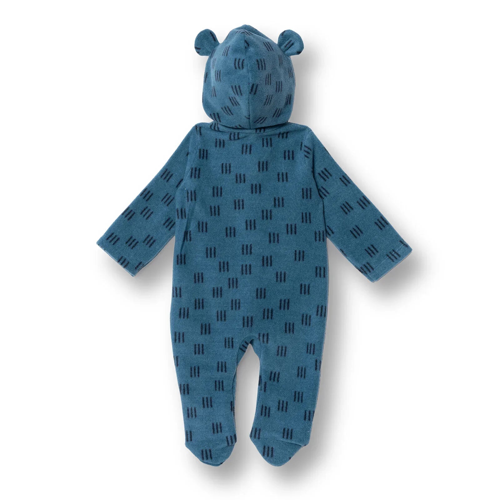 Baby Boy Fleece Footed Sleepsuit Animal Print Zip Fastening Hooded - Petrol Printed