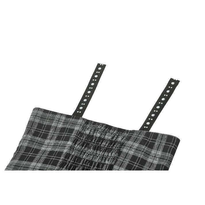 Dark in Love Ida Grey Tartan Punk Dress | Studded Gothic Lolita Style