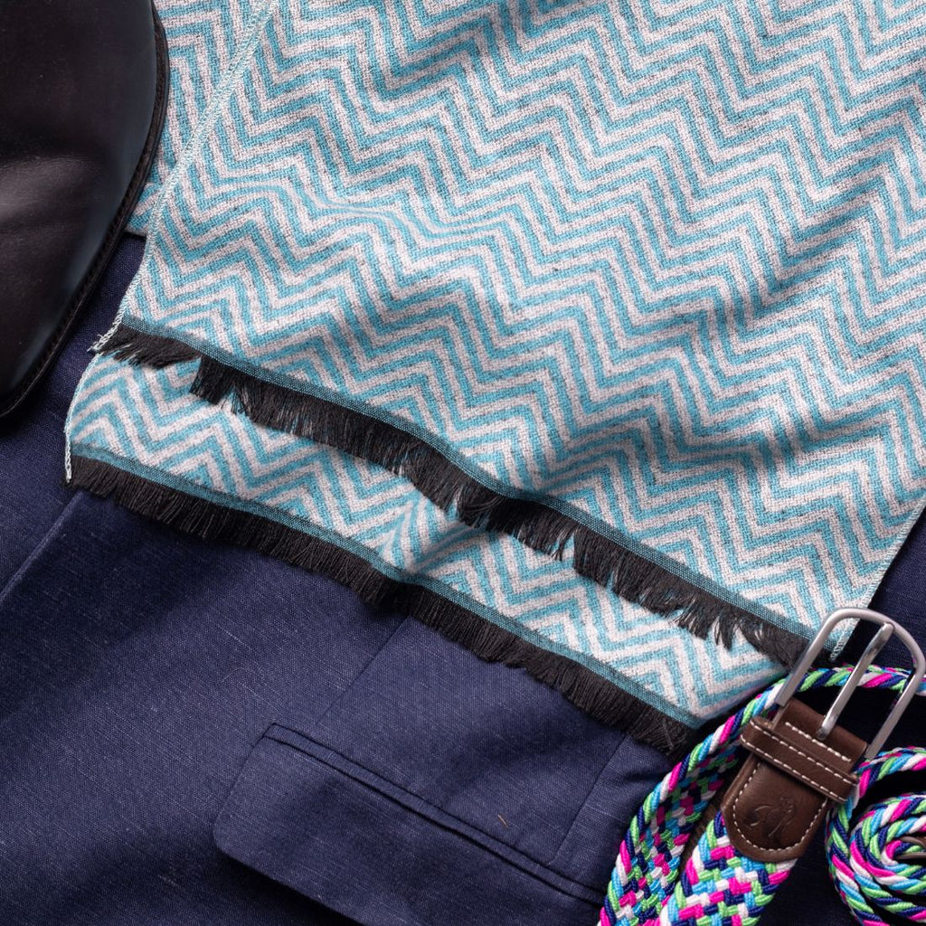 Swole Panda Light Blue Herringbone Bamboo Scarf – Sustainable Luxury