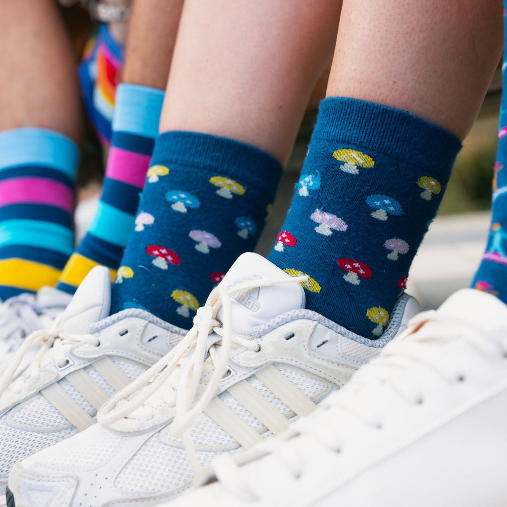Swole Panda Mushroom Bamboo Socks – Breathable Patterned Crew Socks