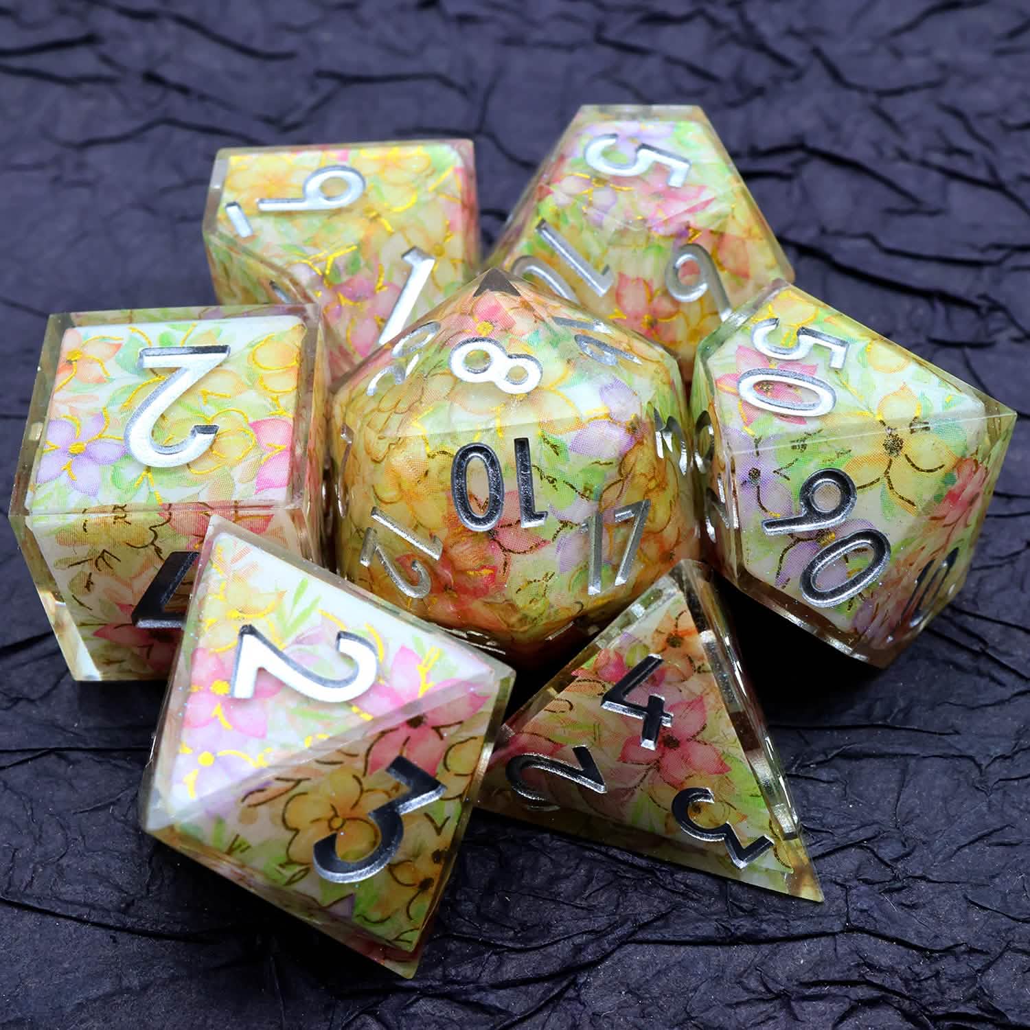 Feywild Bloom | Sharp Edge Dice | Resin | 7 Piece Set