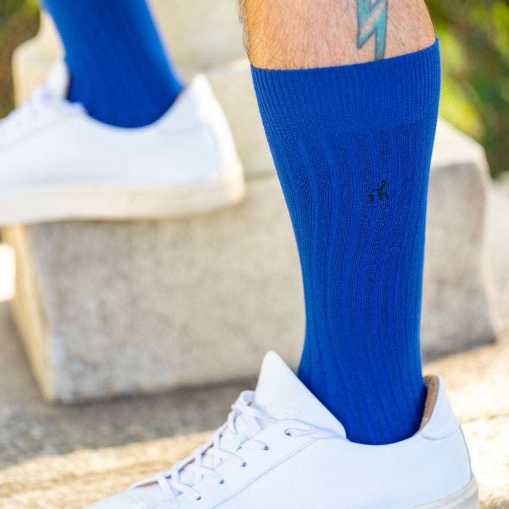 Swole Panda Royal Blue Bamboo Socks – Soft Ribbed Sustainable Hosiery
