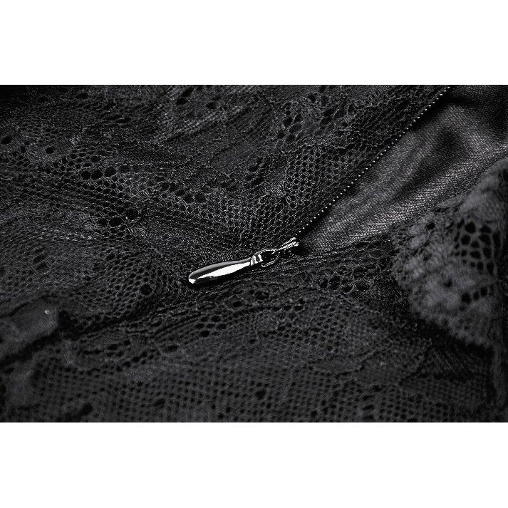 Dark in Love Nevaeh Gothic Lace and Mesh Mermaid Skirt – Black Embroidery