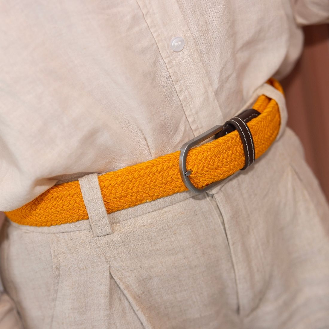 Swole Panda Yellow Woven Belt – Sustainable Recycled Elasticated Belt
