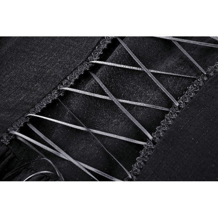 Dark in Love Greta Gothic Lace-Up Mesh Dress – Black Bell Sleeve