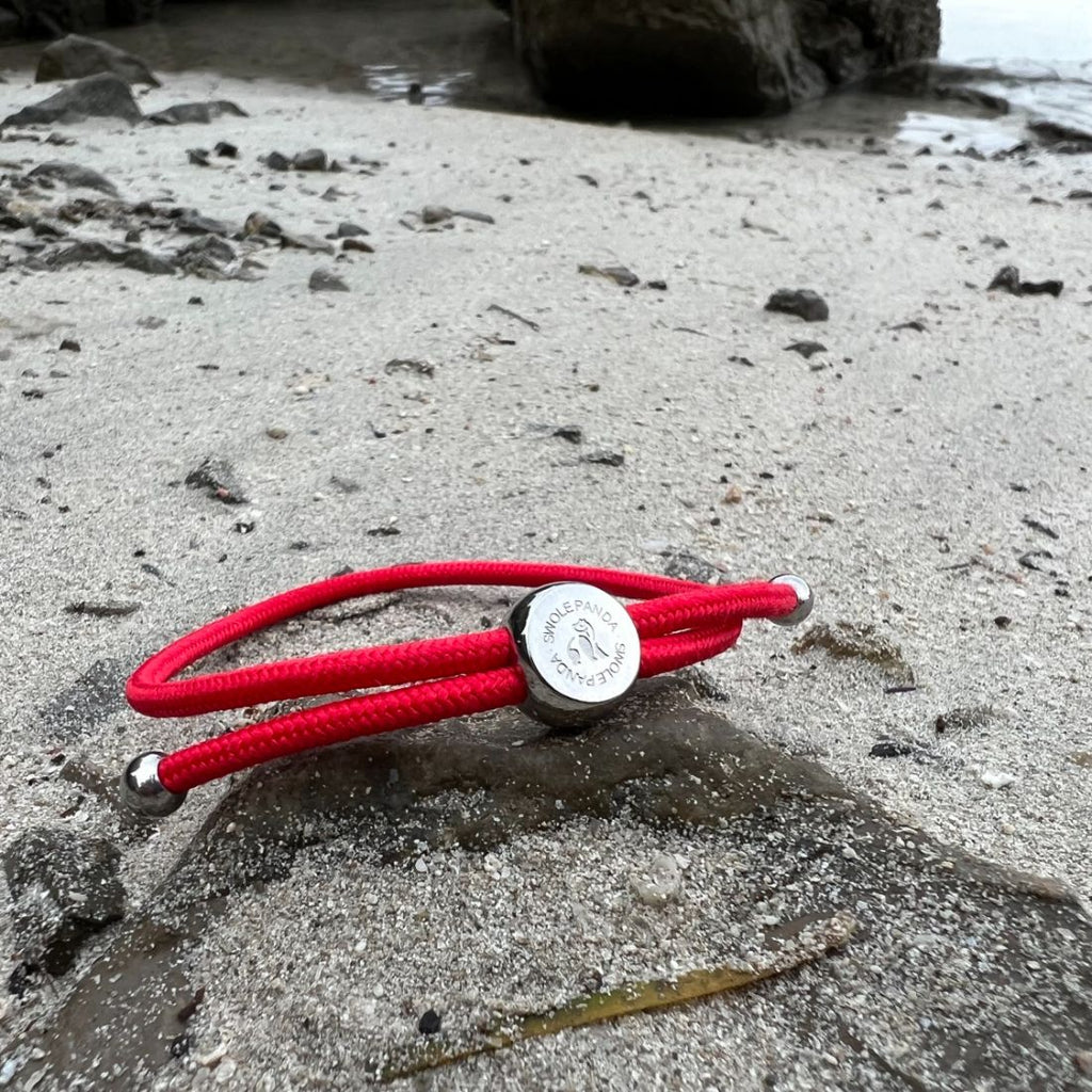 Swole Panda Red Rope Bracelet – Recycled Ocean Plastic Unisex Jewelry