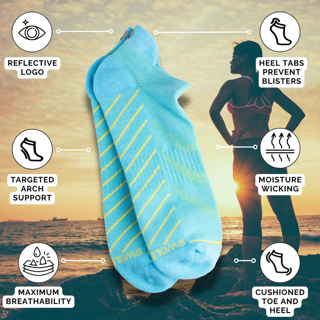 Swole Panda Blue Performance Trainer Socks – Cushioned Bamboo Athletic Socks