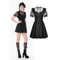 Dark in Love Black Lace Silhouette Gothic Dress with Cross Charm