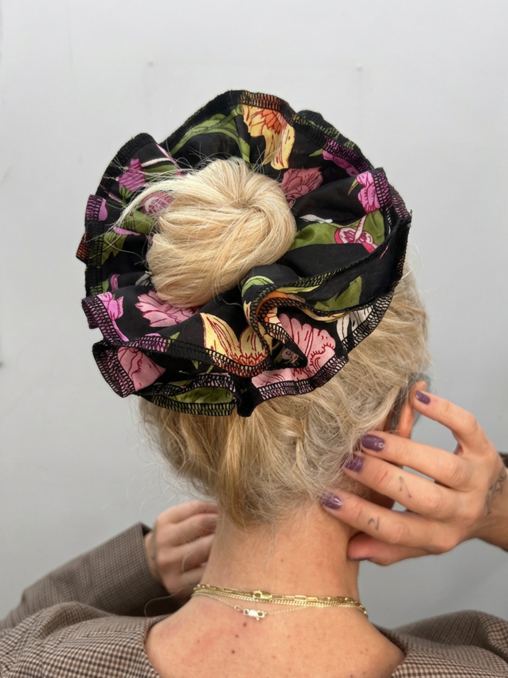Azaria Yellow Floral Organic Cotton Scrunchie | No More Nobody