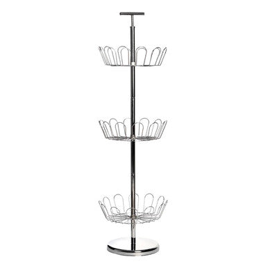 Orsina Tavia Revolving Silver Shoe Stand – Modern Space-Saving Storage