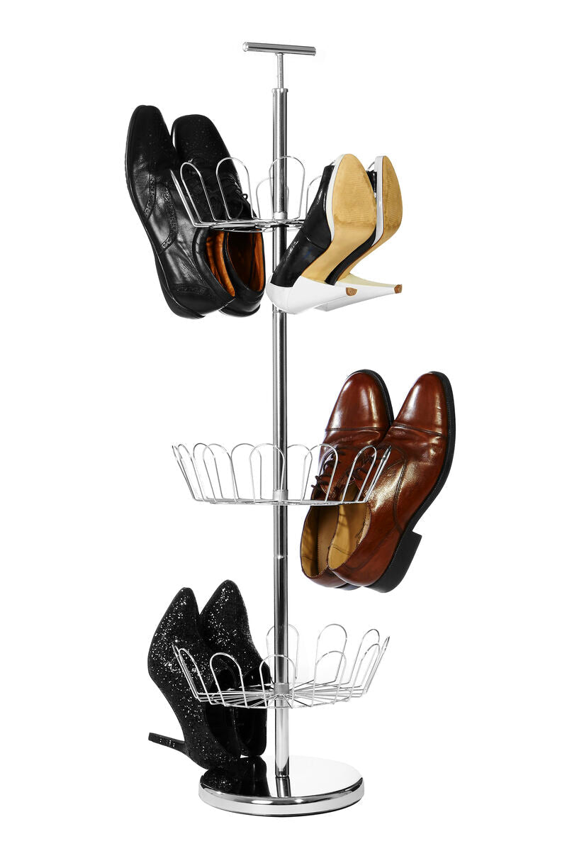 Orsina Tavia Revolving Silver Shoe Stand – Modern Space-Saving Storage