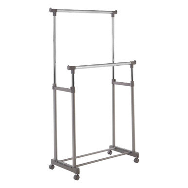 Orsina Ralesi Double Clothes Hanging Rail - Grey & Chrome Rolling Rack