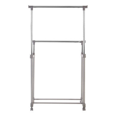 Orsina Ralesi Double Clothes Hanging Rail - Grey & Chrome Rolling Rack