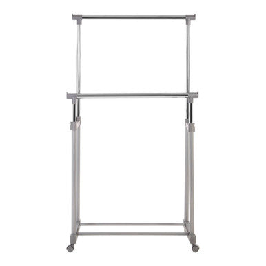 Orsina Ralesi Double Clothes Hanging Rail - Grey & Chrome Rolling Rack
