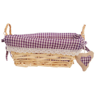 Orsina Orla Small Willow Bread Basket | Purple Gingham Lining