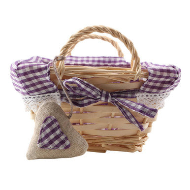 Orsina Orla Small Willow Bread Basket | Purple Gingham Lining