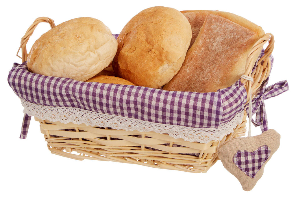 Orsina Orla Small Willow Bread Basket | Purple Gingham Lining