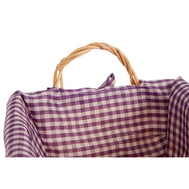 Orsina Orla Small Willow Bread Basket | Purple Gingham Lining