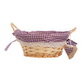 Orsina Round Willow Bread Basket – Purple Gingham Lining Decor