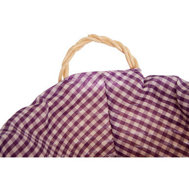 Orsina Round Willow Bread Basket – Purple Gingham Lining Decor