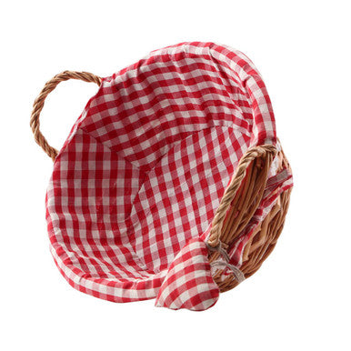 Orsina Orla Round Willow Bread Basket | Red Gingham Lining Serving Tray