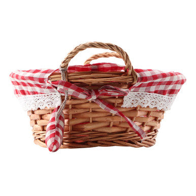 Orsina Orla Round Willow Bread Basket | Red Gingham Lining Serving Tray