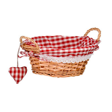 Orsina Orla Round Willow Bread Basket | Red Gingham Lining Serving Tray