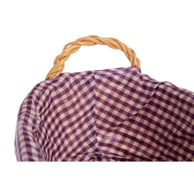 Orsina Willow Bread Basket – Oblong Purple Gingham Lining Serving Tray