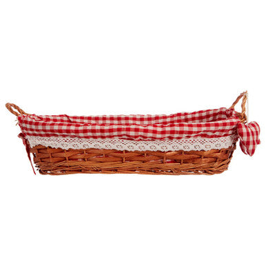 Orsina Orla Willow Bread Basket – Oblong with Red Gingham Lining