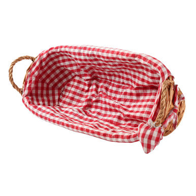 Orsina Orla Willow Bread Basket – Oblong with Red Gingham Lining