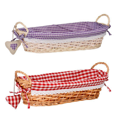 Orsina Orla Willow Bread Basket – Oblong with Red Gingham Lining