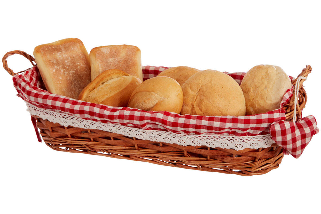 Orsina Orla Willow Bread Basket – Oblong with Red Gingham Lining