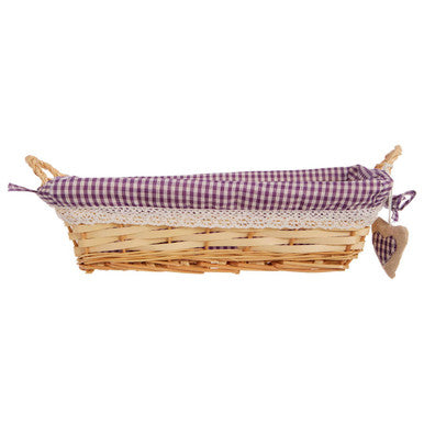 Orsina Orla Willow Bread Basket – Large Rectangular Purple Gingham