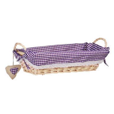 Orsina Orla Willow Bread Basket – Large Rectangular Purple Gingham