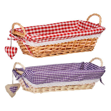 Orsina Orla Willow Bread Basket – Large Rectangular Purple Gingham