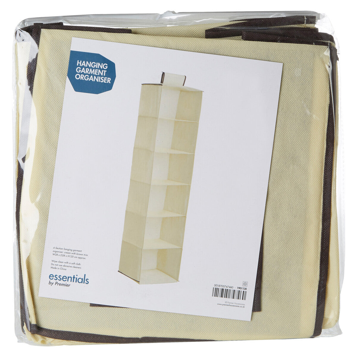 Orsina 6-Section Hanging Garment Organiser – Cream Closet Storage