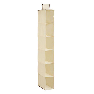 Orsina 6 Section Hanging Shoe Organiser – Cream Wardrobe Storage