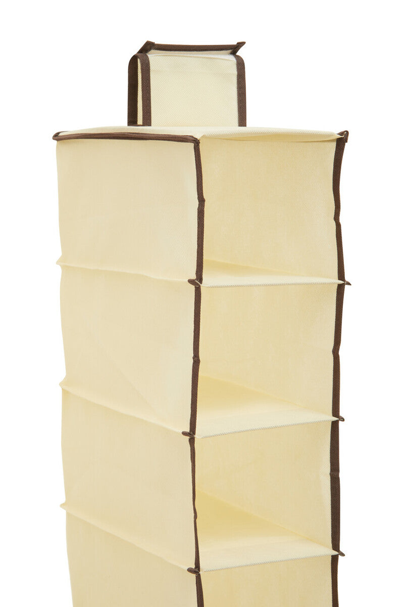 Orsina Tavia 10 Section Hanging Shoe Organiser – Cream & Brown Trim