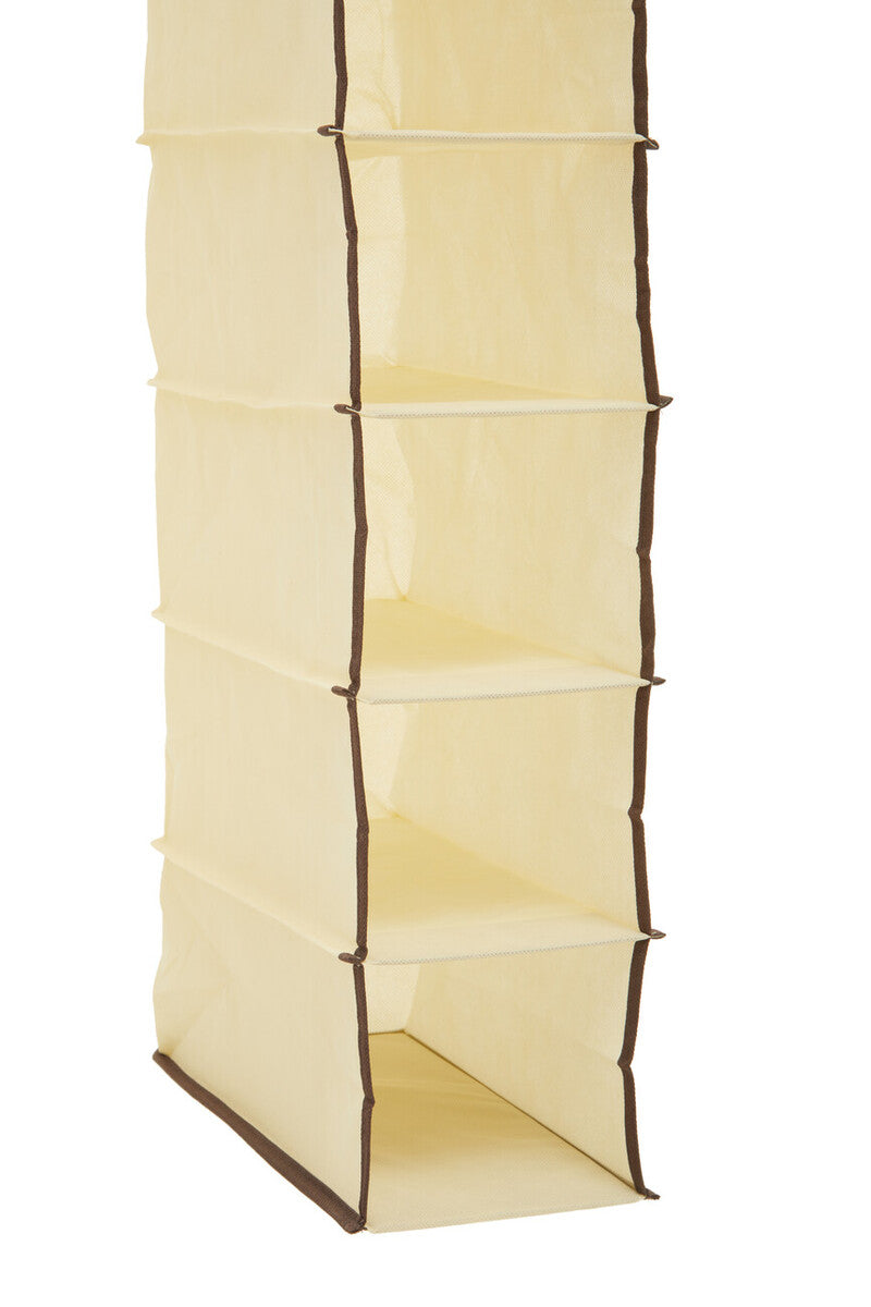 Orsina Tavia 10 Section Hanging Shoe Organiser – Cream & Brown Trim