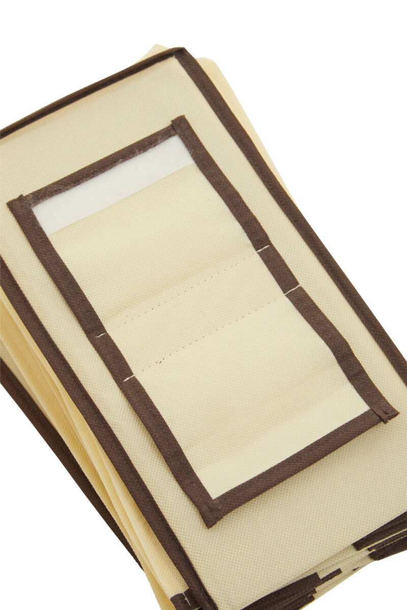 Orsina Tavia 10 Section Hanging Shoe Organiser – Cream & Brown Trim