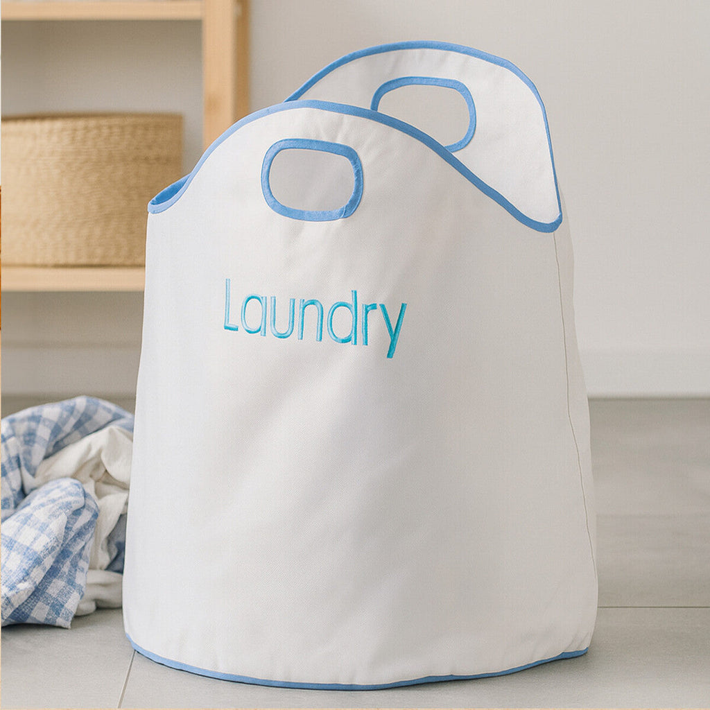 Orsina GreenLoop Laundry Bag – Portable White and Blue Hamper