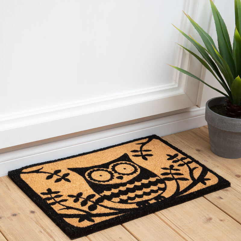 Orsina Owl Coir Doormat – Natural Fiber Non-Slip Entryway Welcome Mat