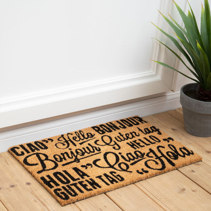 Orsina Greetings Coir Doormat – Durable Eco-Friendly Modern Welcome Mat