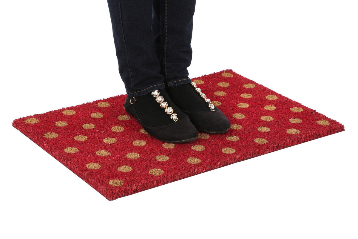 Orsina Polka Dot Coir Doormat – Durable Natural Fiber Entrance Mat
