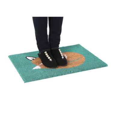 Orsina Filta Coir Fox Doormat – Non-Slip Teal Entryway Welcome Mat