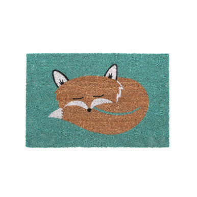 Orsina Filta Coir Fox Doormat – Non-Slip Teal Entryway Welcome Mat