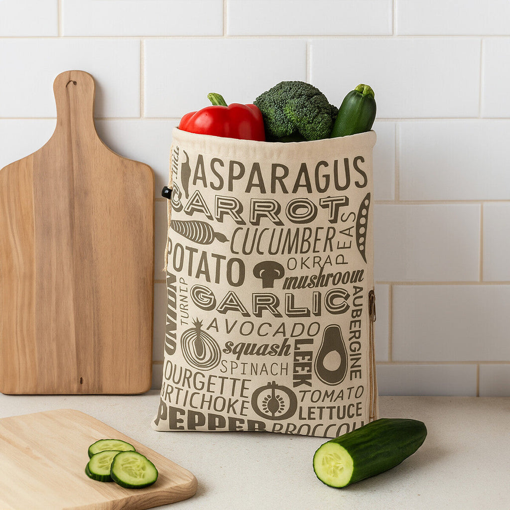 Orsina Porter Vegetable Storage Bag – Eco-Friendly Grey and Natural